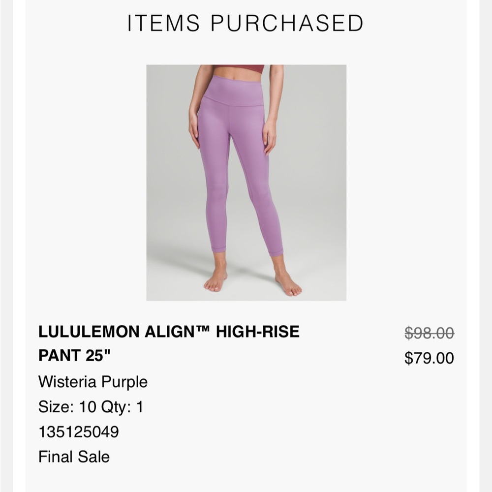 Lululemon Align High Rise Legging 25” in Wisteria Purple